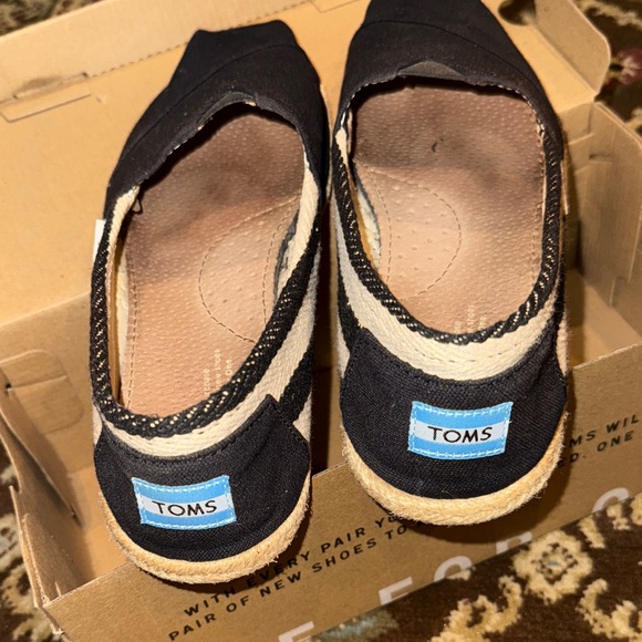 TOMS Women's Classic Black Stripe University Canvas Slip-On Loafers - Picture 4 of 6